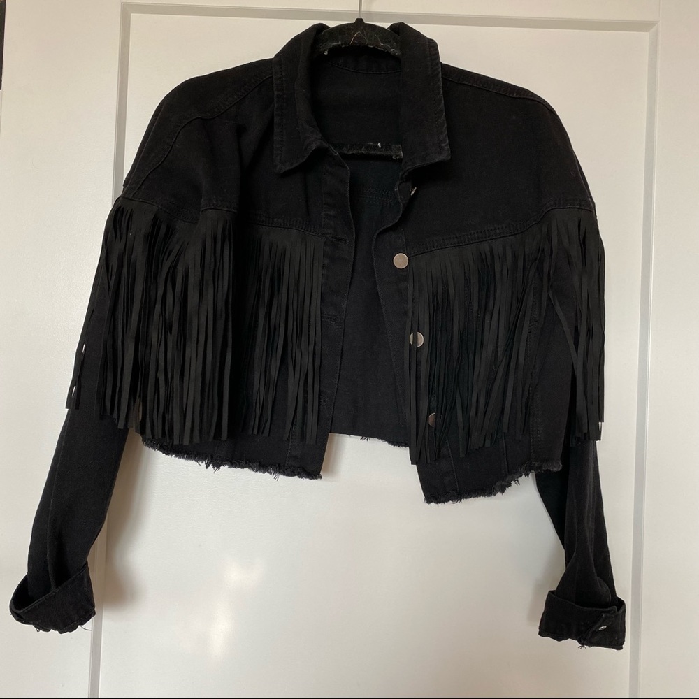 Black fringe jacket M